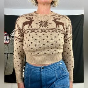 1940’s/50’s Jantzen Deer novelty wool sweater womens size small